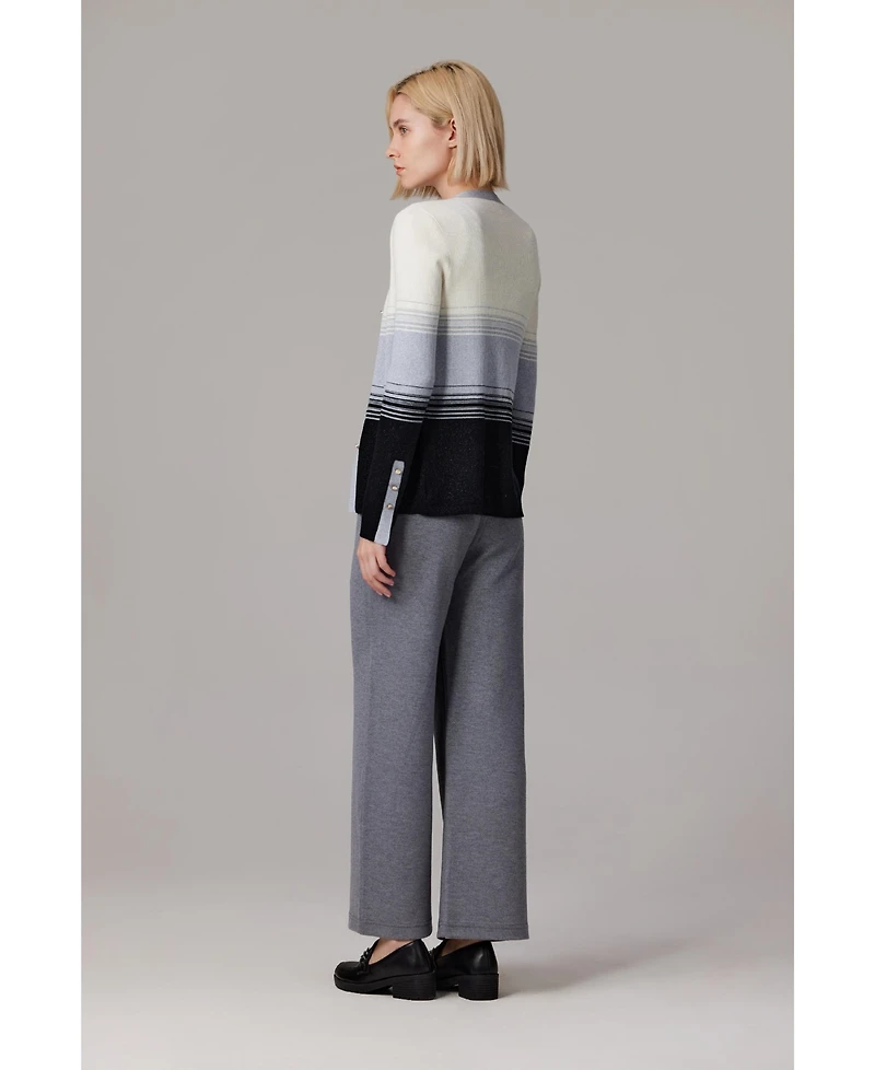 Jennie Liu Women's Lurex Wool Cardigan | Metallic Button Up V Neck Sweater Ultra Soft Ribbed Shimmer Knit Machine Washable Sweaters