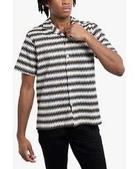 Spring + Mercer Men's Crochet Camp Collar Short Sleeve Shirt