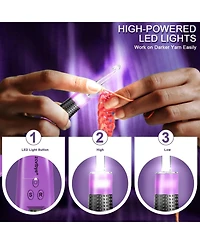 Zcvtbye 18 Size Counting Crochet Hooks Set, Light Up Crochet Hooks for Stitch & Row Counter, Lighted Crochet Needles Kit with Case,Purple