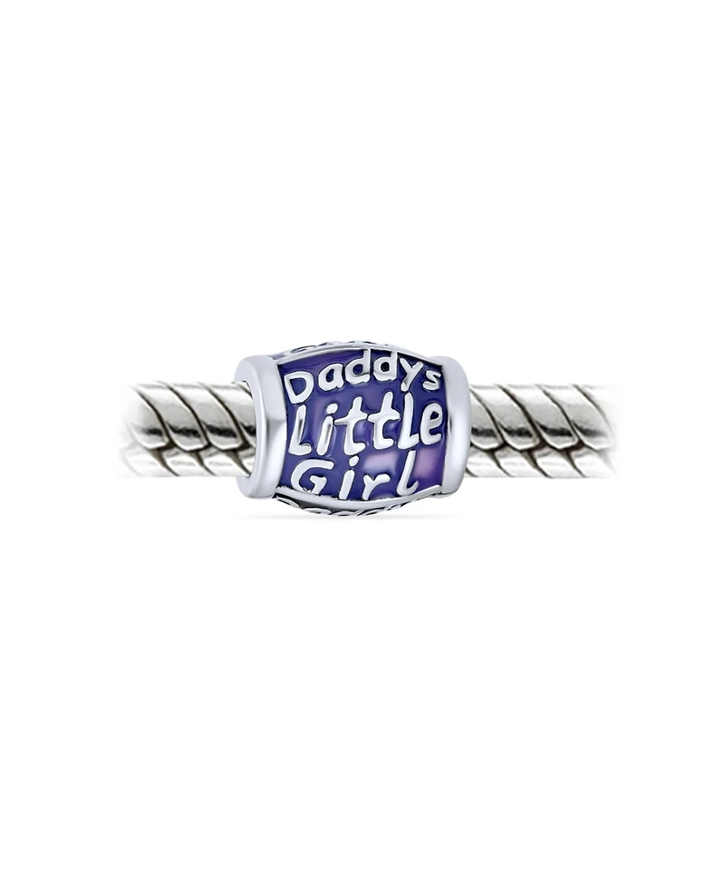 Bling Jewelry Set of 3 Daddy's Little Girl & Solid Lilac Purple Crystal Spacer Charm Bead Sterling Silver for European Bracelet