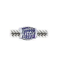 Bling Jewelry Set of 3 Daddy's Little Girl & Solid Lilac Purple Crystal Spacer Charm Bead Sterling Silver for European Bracelet