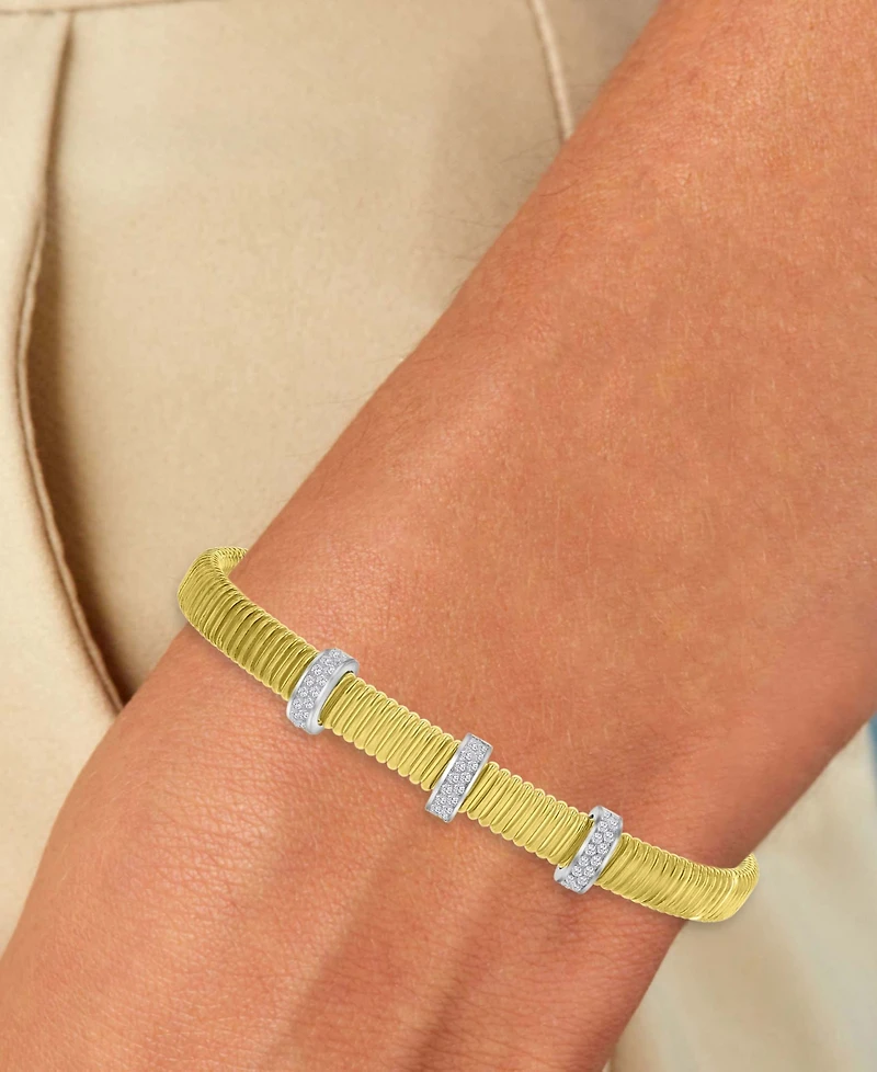 Macy's Cubic Zirconia Cuff Bracelet in 14k Gold-Plated Sterling Silver