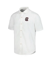 Tommy Bahama Men's White South Carolina Gamecocks Coconut Point Palm Vista IslandZone Camp Button-Up Shirt