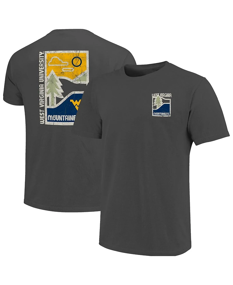 Image One Men's Graphite West Virginia Mountaineers Comfort Colors Minimal Vista Distressed Graphics T-Shirt