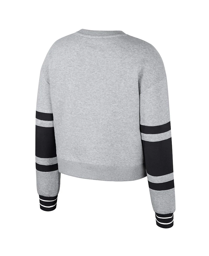 Stadium Essentials Men's and Women's Heather Gray New York Liberty Cropped Pullover Sweatshirt