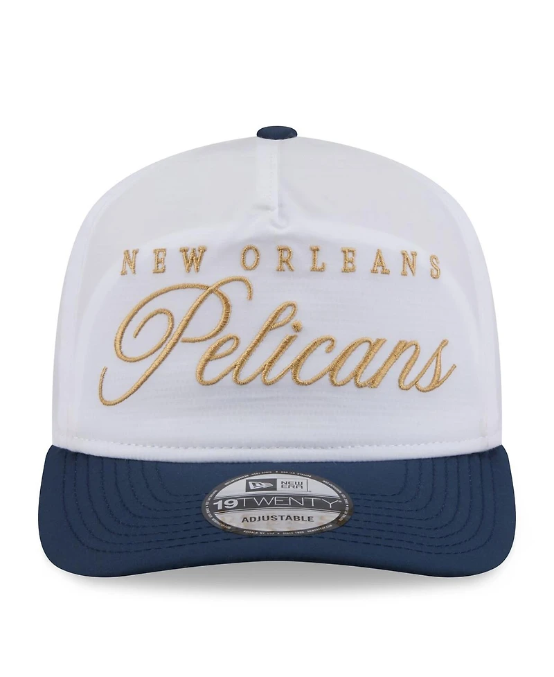 New Era Men's White/Navy New Orleans Pelicans 2025 Nba Draft On-Stage Nylon 19TWENTY Adjustable Hat