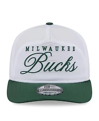New Era Men's White/Hunter Green Milwaukee Bucks 2025 Nba Draft On-Stage Nylon 19TWENTY Adjustable Hat