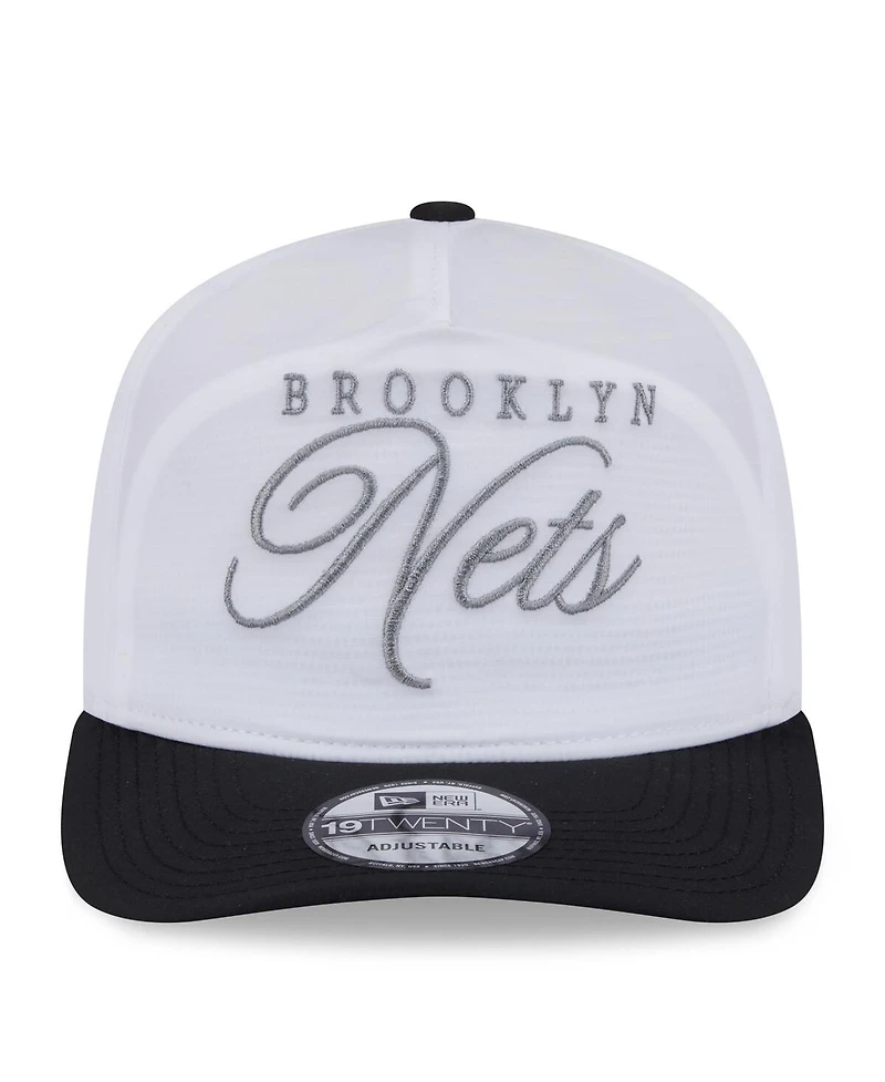 New Era Men's White/Black Brooklyn Nets 2025 Nba Draft On-Stage Nylon 19TWENTY Adjustable Hat