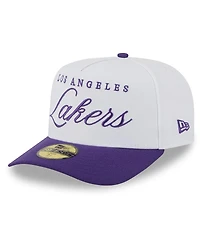 New Era Men's White/Purple Los Angeles Lakers 2025 Nba Draft A-Frame 59FIFTY Fitted Hat