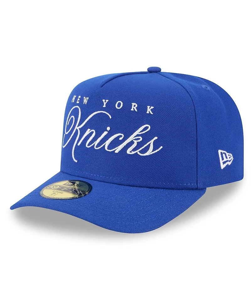 New Era Men's Blue York Knicks 2025 Nba Draft A-Frame 59FIFTY Fitted Hat