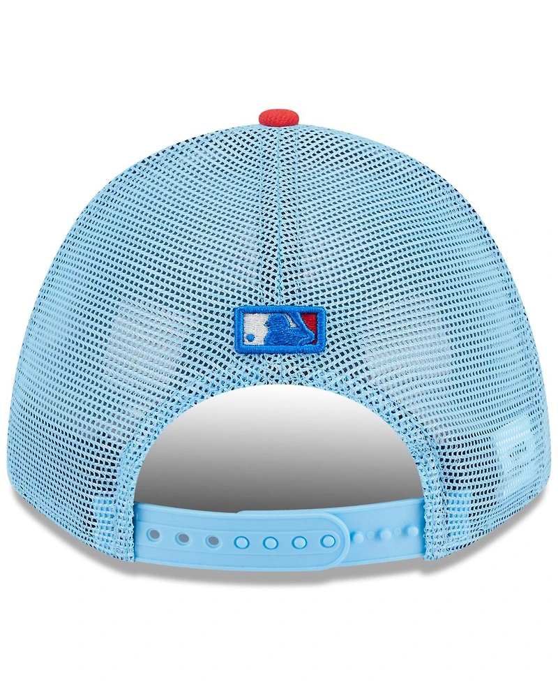 New Era Men's Light Blue/Red San Francisco Giants 2025 Fourth of July 9FORTY A-Frame M-Crown Adjustable Trucker Hat