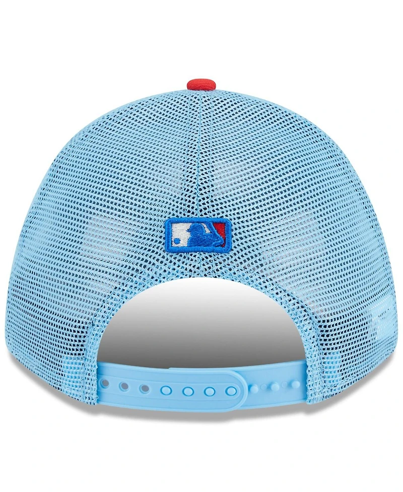 New Era Men's Light Blue/Red Miami Marlins 2025 Fourth of July 9FORTY A-Frame M-Crown Adjustable Trucker Hat