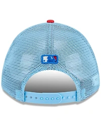 New Era Men's Light Blue/Red Miami Marlins 2025 Fourth of July 9FORTY A-Frame M-Crown Adjustable Trucker Hat