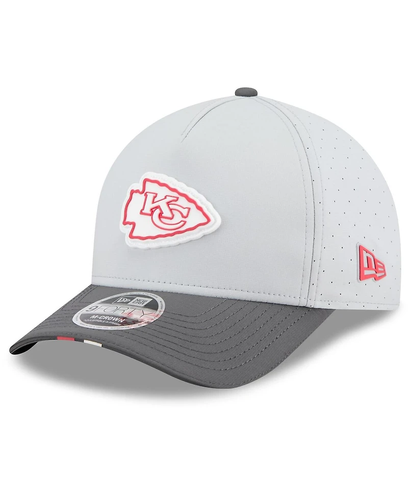 New Era Men's Gray/Graphite Kansas City Chiefs 2025 Nfl Training Camp A-Frame 9FORTY Adjustable Hat