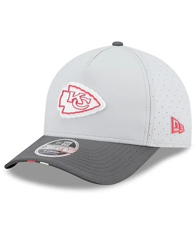 New Era Men's Gray/Graphite Kansas City Chiefs 2025 Nfl Training Camp A-Frame 9FORTY Adjustable Hat