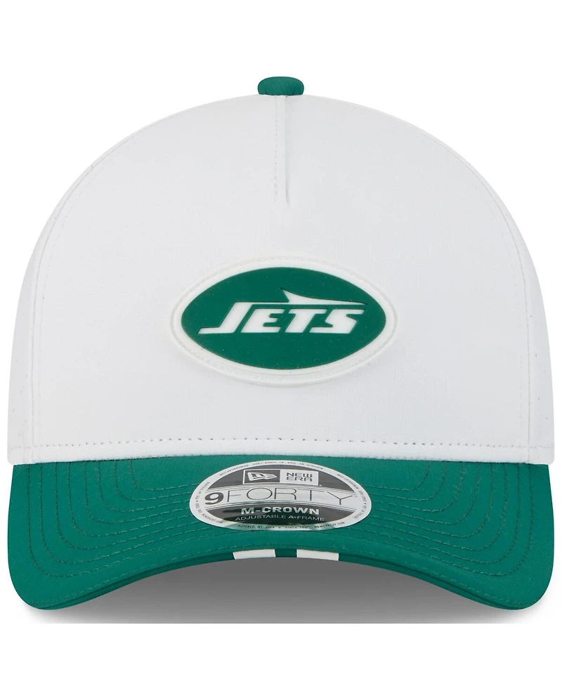 New Era Big Boys and Girls White/Green New York Jets 2025 Nfl Training Camp A-Frame 9FORTY Adjustable Hat
