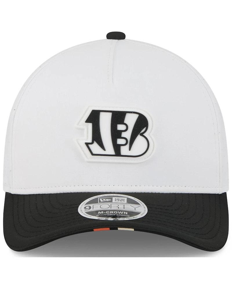 New Era Big Boys and Girls White/Black Cincinnati Bengals 2025 Nfl Training Camp A-Frame 9FORTY Adjustable Hat