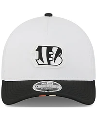New Era Big Boys and Girls White/Black Cincinnati Bengals 2025 Nfl Training Camp A-Frame 9FORTY Adjustable Hat