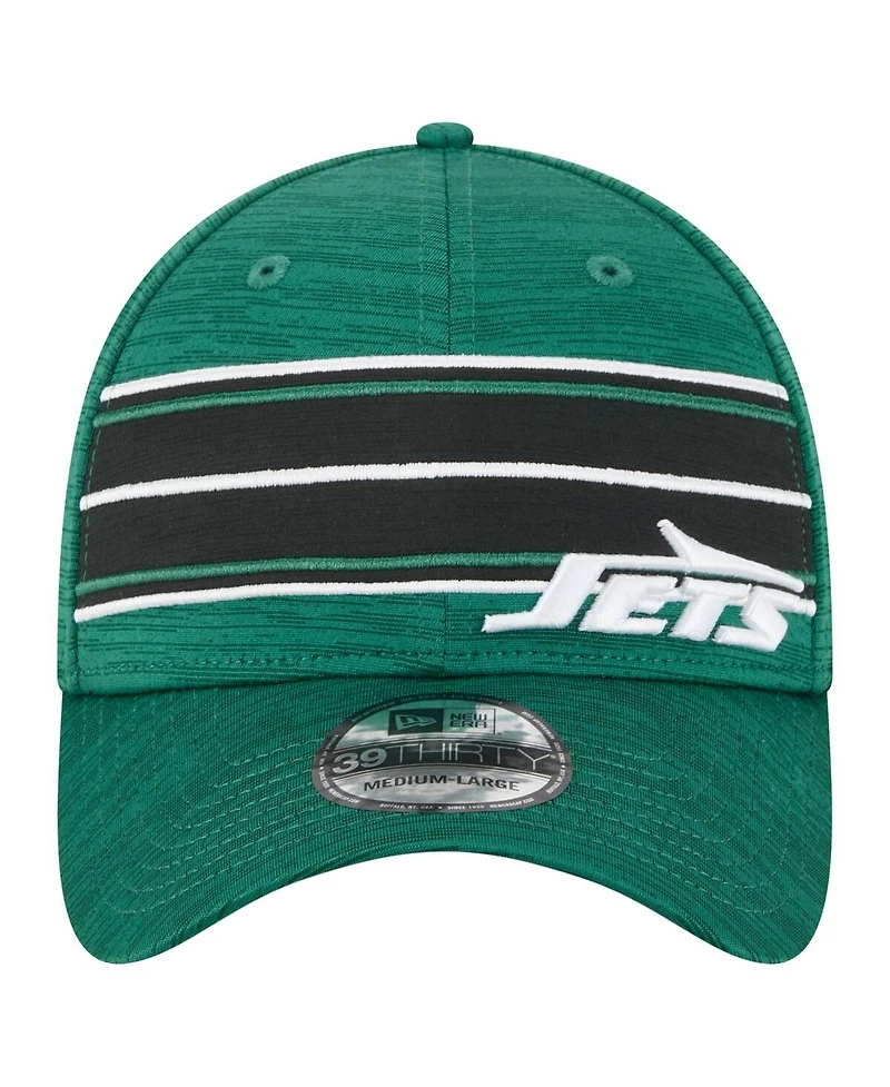 New Era Men's Green York Jets Stripes 39THIRTY Flex Hat