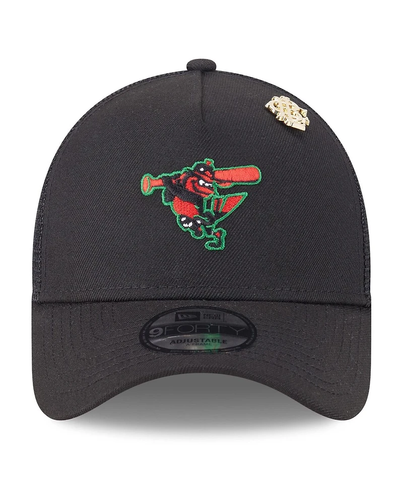 New Era Men's Black Baltimore Orioles 2025 Big League Chew A-Frame 9FORTY Adjustable Trucker Hat