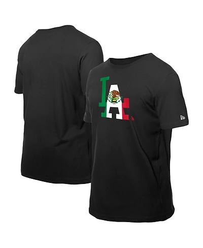 New Era Men's Black Los Angeles Dodgers Mexican Flag Logo T-Shirt