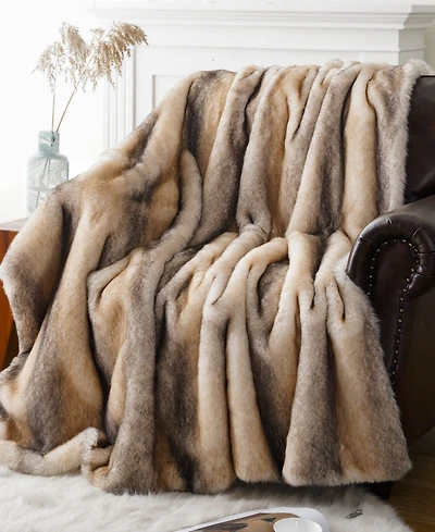 Battilo Luxury Tipped Faux Fur Throw, 50" x 60"