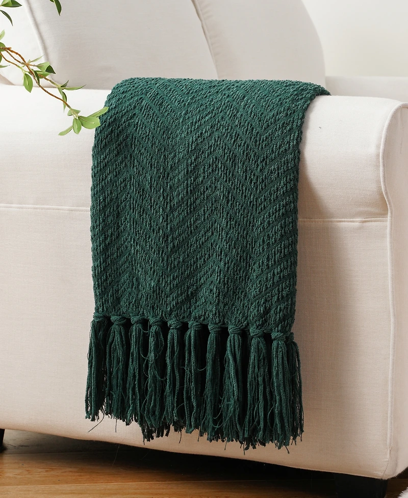 Battilo Herringbone Chenille Knit Throw, 60"x 80"