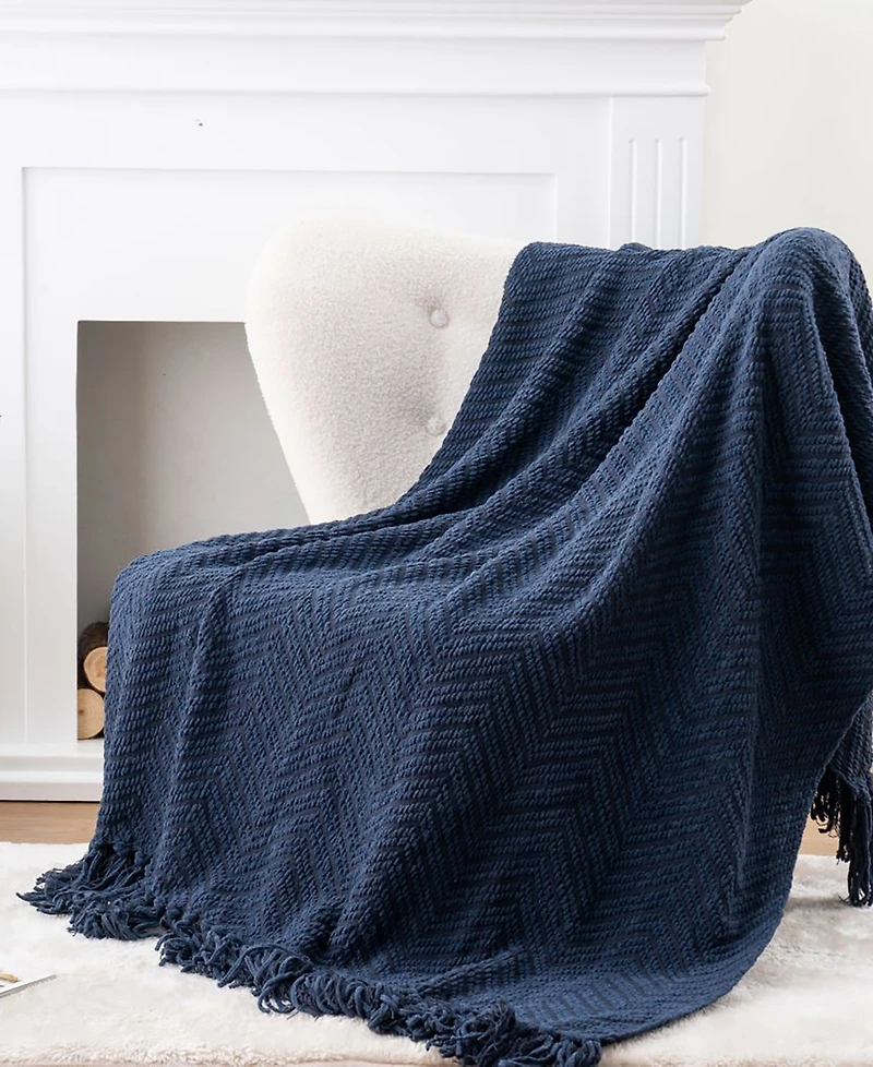 Battilo Herringbone Chenille Knit Throw, 50" x 60"
