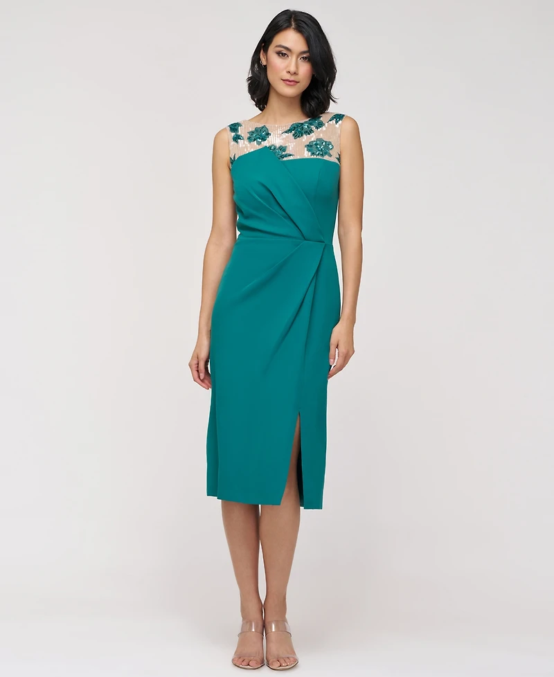 Js Collections Women's Adelaide Illusion-Yoke Embellished Sheath Dress