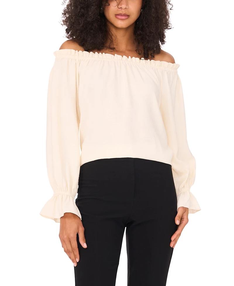 Msk Women's Scuba Crepe Off-The-Shoulder Top
