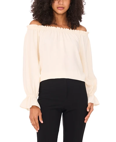 Msk Women's Scuba Crepe Off-The-Shoulder Top