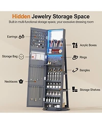 Vlsrka Led jewelry storage cabinet with back shelves and 360° rotation.