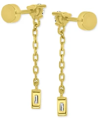 Cubic Zirconia Chain Link Drop Earrings in 14k Gold-Plated Sterling Silver