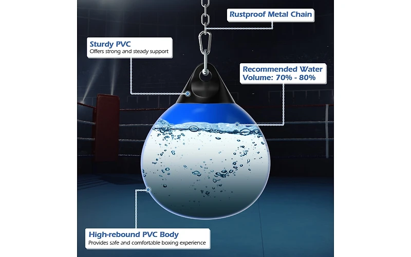 18 Inch 110 Pound Heavy Punching Water Aqua Bag with Adjustable Metal Chain
