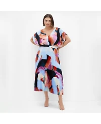 City Chic Women's Henley Print Midi Dress
