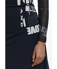 Desigual Women's Ruched newspaper dress
