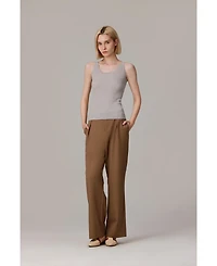 Jennie Liu Women's Scoop Neck Tank Top | 75% Merino Wool 25% Silk Ultra-Soft Layering Essential Natrual Moisture Wicking Sweater