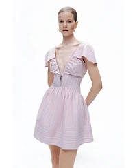 Nocturne Women's Striped Mini Dress with Zipper Detail