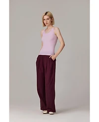 Jennie Liu Women's Scoop Neck Tank Top | 75% Merino Wool 25% Silk Ultra-Soft Layering Essential Natrual Moisture Wicking Sweater