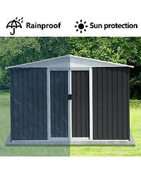 Mondawe 8FTx6FT Outdoor Storage Garden Bike Shed With Aluminum alloy frame and sliding door