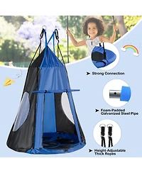 2-in-1 40 Inch Kids Hanging Chair Detachable Swing Tent