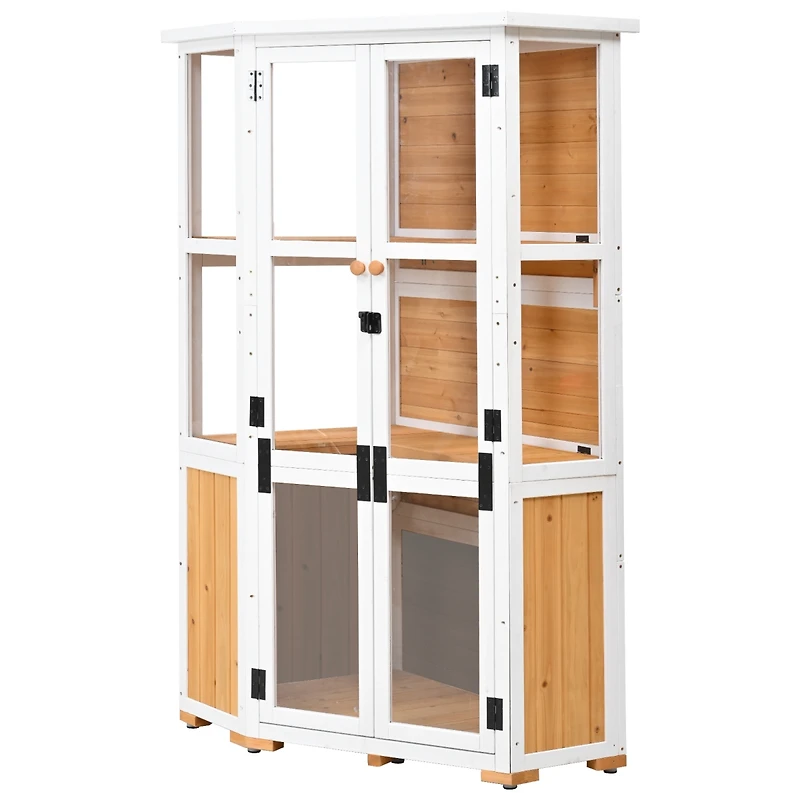 Mondawe 63"H Wood Storage Cabinet,Waterproof Greenhouse with Lockable Door