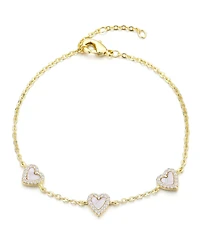 Adornia Gold Mother of Pearl Mini Halo Heart Bracelet