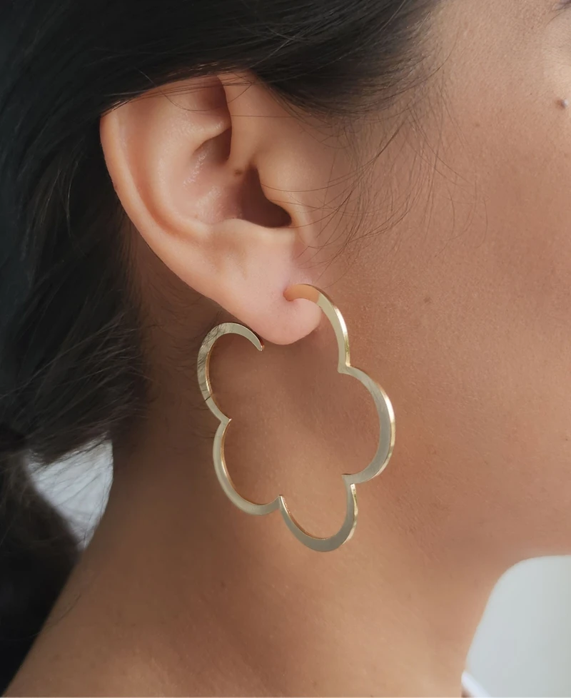 Adornia Gold Clover Hoop Earrings