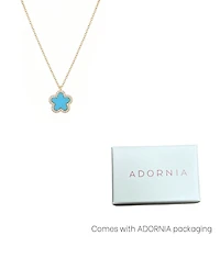 Adornia Gold Turquoise Halo 5 Leaf Clover Pendant Necklace