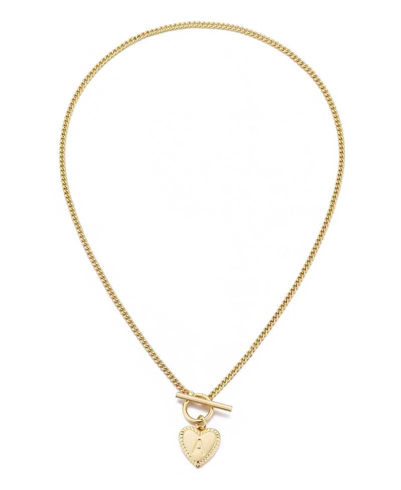 Adornia Gold Heart Initial Toggle Necklace