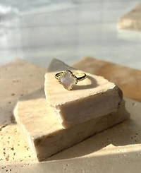 Adornia Gold Mother of Pearl Cubic Zirconia Halo Clover Ring