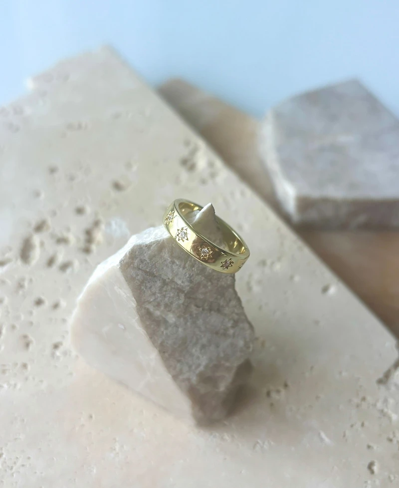 Adornia Gold Cubic Zirconia Stars Band Ring