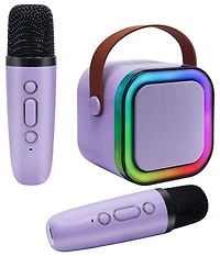 Zealsound Mini Karaoke Machine for Kids, Bluetooth Speaker with 2 Wireless Mics, Led Lights, Fun Birthday Gift for Girls & Boys, Ages 3-12+ (Purple)