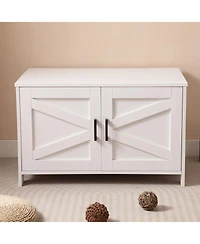 Streamdale Furniture Cat Litter Box Enclosure with Barn Door - White
